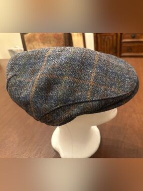 Lije NEW! Mucros Weavers Irish Flat Cap Mens Wool Hat blue plaid newsboy M